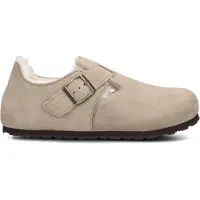 Birkenstock Klomp Birkenstock Unisex London Shearling Suede Leather Taupe Narrow-Schoenmaat 39