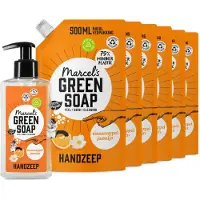 Marcel's Green Soap Handzeep Sinaasappel & Jasmijn 250 Ml 6 Navullingen Pakket
