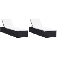 vidaXL Ligbedden met kussens 2 st poly rattan zwart