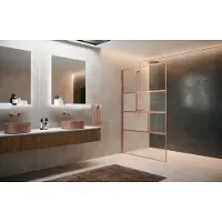 Novellini H art Inloopdouche - 100x200cm - Ribbelglas linea 2 - brushed red gold (koper) harthc100-93r