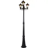 QAZQA Slimme buitenlantaarn zwart 3-lichts incl. Wifi ST64 - New Haven