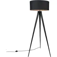 QAZQA Smart vloerlamp zwart met zwarte kap incl. Wifi A60 - Ilse