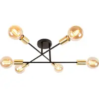 QAZQA Smart plafondlamp zwart met goud 6-lichts incl. Wifi G95 - Sydney Bondi