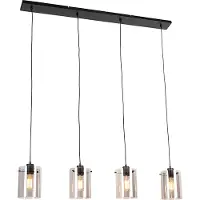 QAZQA Smart hanglamp zwart met smoke glas incl. 4 Wifi ST64 - Dome