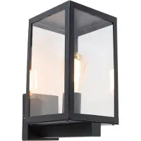 QAZQA Slimme buiten wandlamp zwart met glas 30 cm incl. Wifi ST64 - Rotterdam