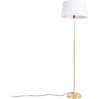 QAZQA Smart vloerlamp goud met linnen kap wit 45 cm incl. Wifi A60 - Parte