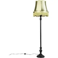 QAZQA Smart vloerlamp zwart met Granny kap groen incl. Wifi A60 - Classico