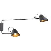 QAZQA Slimme moderne wandlamp zwart 2-lichts verstelbaar incl. WiFi A60 - Lune