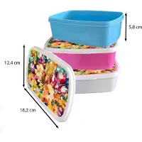 MuchoWow Broodtrommel Blauw - Lunchbox Schilderij - Olieverf - Bloemen - Regenboog - Brooddoos 18x12x6 cm - Brood lunch box - Broodtrommels voor kinderen en volwassenen
