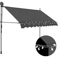 vidaXL Luifel handmatig uitschuifbaar met LED 250 cm antracietkleurig