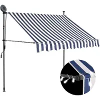 vidaXL Luifel handmatig uitschuifbaar met LED 150 cm blauw en wit