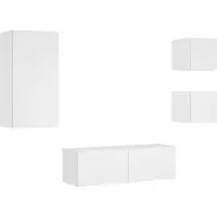 vidaXL 4-delige tv-wandmeubelset met LED-verlichting wit