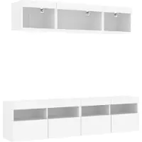 vidaXL 5-delige Tv-wandmeubelset met LED-verlichting bewerkt hout wit