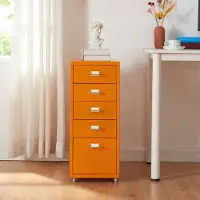 En.casa Kantoorkast Kökar ladekast op wielen 69x28x41 cm oranje []