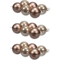 Othmar decorations 24x stuks kerstversiering kerstballen ginger bruin van glas - 8 cm - mat/glans - Kerstboomversiering