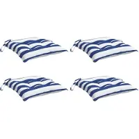 vidaXL Stoelkussens 4 st gestreept 40x40x7 cm stof wit en blauw