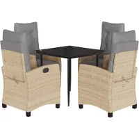 vidaXL 5-delige Tuinset met kussens poly rattan gemengd beige