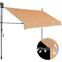 vidaXL Luifel handmatig uitschuifbaar met LED 300 cm geel en blauw