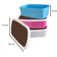 MuchoWow Broodtrommel Wit - Lunchbox Bruin - Donker - Kleuren - Brooddoos 18x12x6 cm - Brood lunch box - Broodtrommels voor kinderen en volwassenen
