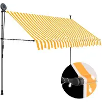 vidaXL Luifel handmatig uitschuifbaar met LED 300 cm wit en oranje