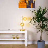 LumenXL 2-lichts tafellamp Ethan - brons met melkglas