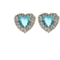 Behave - Oorbellen - Hartvorm - Aqua Blauw - Oorstekers met Kristal Steentjes