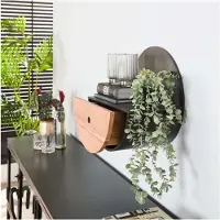 Meubelplaats Wandschap half moon Ø40 met lade - acacia naturel