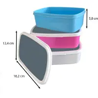 MuchoWow Broodtrommel Wit - Lunchbox Kleuren - Blauw - Interieur - Brooddoos 18x12x6 cm - Brood lunch box - Broodtrommels voor kinderen en volwassenen