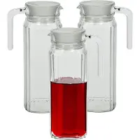 Luminarc 3x Glazen koelkast schenkkannen met afsluitbare dop 1,1 L - Glazen
