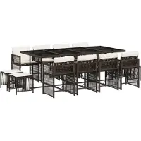 vidaXL 13-delige Tuinset met kussens poly rattan bruin