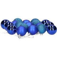 Gerimport Kerstballen - 18x stuks - blauw - D4 cm - kunststof - mat/glans/glitter - kerstversiering