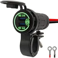 Proride 12V USB Lader Motor - USB Aansluiting Motor - 2 Poorten met Schakelaar - QC3.0 - Voor Motor en Motorfiets - Groen