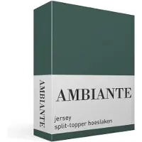 Ambiante jersey split-topper hoeslaken - Lits-jumeaux - Dark Green