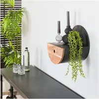 Meubelplaats Wandschap half moon Ø30 met lade - acacia naturel