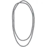Behave - Glas Parel Ketting - Antraciet Donker Grijs - 150 cm