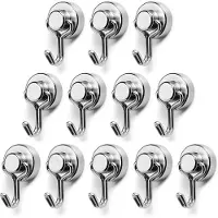 OEM Kleine magnetische haken, 12 stuks, 15 mm, van neodymium, geschikt voor de keuken, koelkast, garage en barbecue.