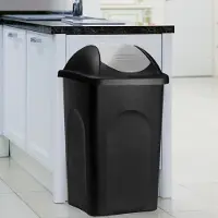 Markenlos Kunststof afvalbak 60 liter, zwart-zilver, voor de keuken