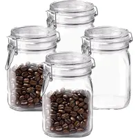 Bormioli Rocco Voorraad/weckpot - 4x - glas - transparant - 16 x 10,6 cm - 1 L