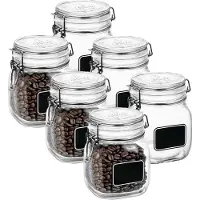 Bormioli Rocco Voorraad/weckpot - 6x - glas - transparant - krijtplaatje - 13,6 x 10,6 cm - 750 ml