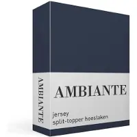 Ambiante jersey split-topper hoeslaken - Lits-jumeaux - Dark Blue
