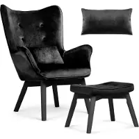 Sofotel Softel Norse vleugelfauteuil met voetenbank - zwart