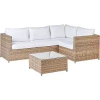 Beliani AVOLA - Loungeset voor 4 - Wit - PE rotan