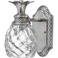 HINKLEY Wandlamp Plantation, dimbaar, alu / grijs / zink, Badkamer, Glas, Antiek, Wandlamp