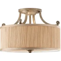 Elstead Lighting Plafondlamp Abbey, dimbaar, crème / amber, Woon-/ Eetkamer, Textiel / Stof / Zijde, Antiek, plafondlamp