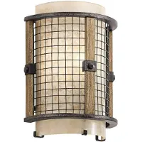 Kichler Wandlamp Ahrendale, dimbaar, crème / amber, Woon-/ Eetkamer, metaal, Landelijk, wandlamp