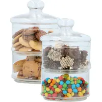 Alpina Voorraadpot/bonbonniere - 2x - glas - 2 laags - 16 x 28 cm - opbergpot/snoeppot - Voorraadpot