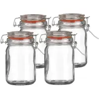 Urban Living Voorraadpot/bewaarpot - 4x - 250 ml - glas - met beugelsluiting - D7 x H12 cm - Voorraadpot