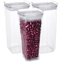 Excellent houseware Voorraadpot - 3x - met deksel - 1,7L - kunststof - transparant - voorraadbus - Voorraadpot