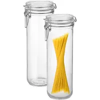 Bormioli Rocco Spaghetti voorraad/weck pot - 2x - glas - transparant - 26 x 9 cm - 1,5 L - Voorraadpot