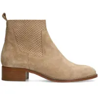 Manfield Beige suède enkellaarsjes | Maat 37